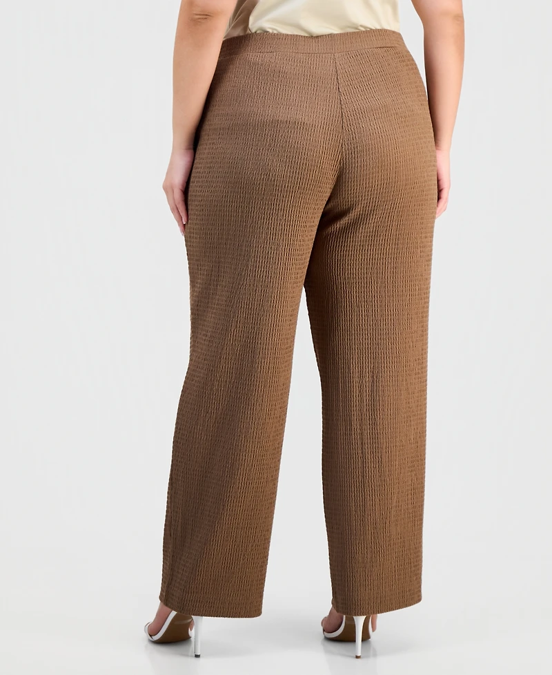Anne Klein Essentials Plus Textured Wide Leg Pants