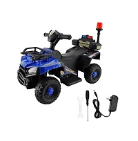 Bruce & Shark 6V Kids Police Ride-On Atv, Electric Toy with 4 Wheels, Light, Sound & Foot Pedal Drive