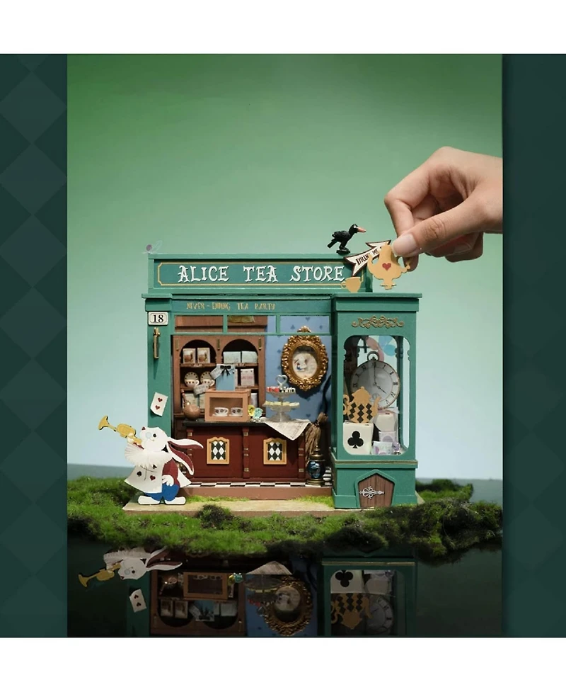 Robotime Alice's Tea Store Diy Miniature House Kit with Furniture, Gift Idea
