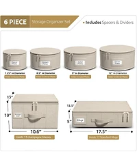 Sorbus 6-Piece Stackable Plate Carrier Set for Dinnerware, Organization and Storage with Felt Protector