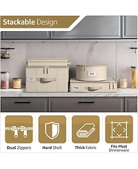 Sorbus China Storage Containers – Dinnerware Organizer for Salad Plates with Lid (Holds Service for 12) with Felt Protectors – 8.5 x 5.5