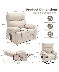 Clihome Heat Massage Dual Motor Infinite Position Up to 350 Lbs Large Electric Power Lift Recliners with Hidden Cup Holders
