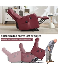 Boyel Living Faux Leather Power Lift Recliner Chair 155° Recliner with Massage Heat Usb for Indoor Elderly