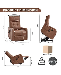 Boyel Living Faux Leather Power Lift Recliner Chair 155° with Massage Heat Usb for Indoor Elderly