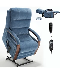 Boyel Living Power Chenille Lift Recliner Chair Dual Motor Infinite Position Up to 350 Lbs with Solid Wood Armrests and Heat Massage