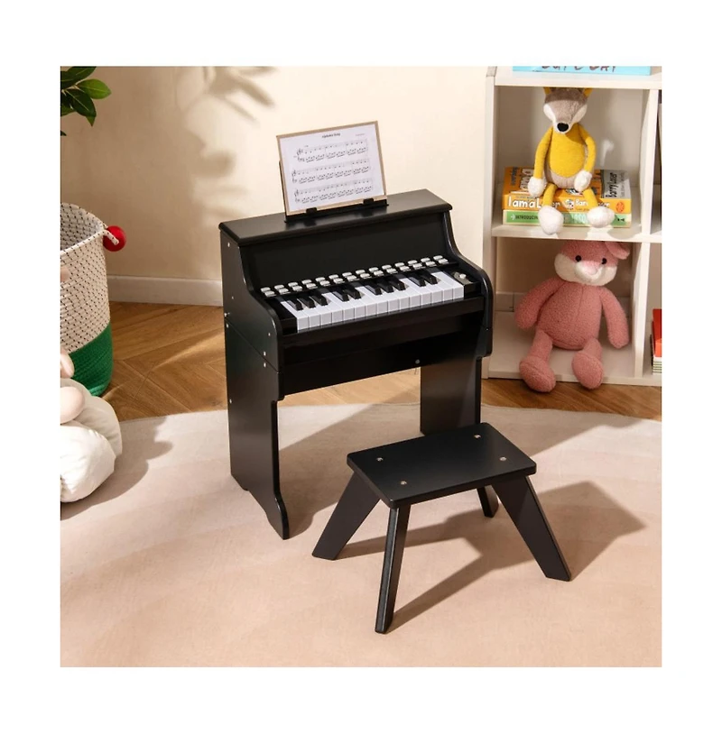 Hongge Kids Digital Piano Keyboard with Lighted Teaching Mode and Stool