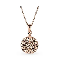 Bling Jewelry My Sunshine Words Sunflower Open Locket Pendant Rose Gold Plated Sterling Silver