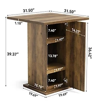 Tribesigns Bar Table with Storage Cabinet, 39.4" H Square High Top Pub Table, Wood Bistro Cocktail Table, Farmhouse Design with 3-Tier Cabinet