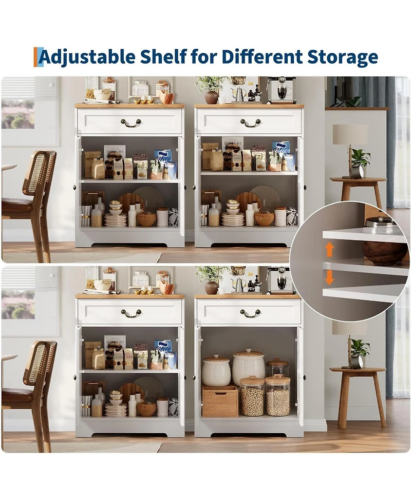 Gaomon 29" Modern Farmhouse Sideboard Buffet Cabinet with Drawer & Adjustable Shelves, Small Kitchen Storage Cabinet for Dining Room or Coffee Ba