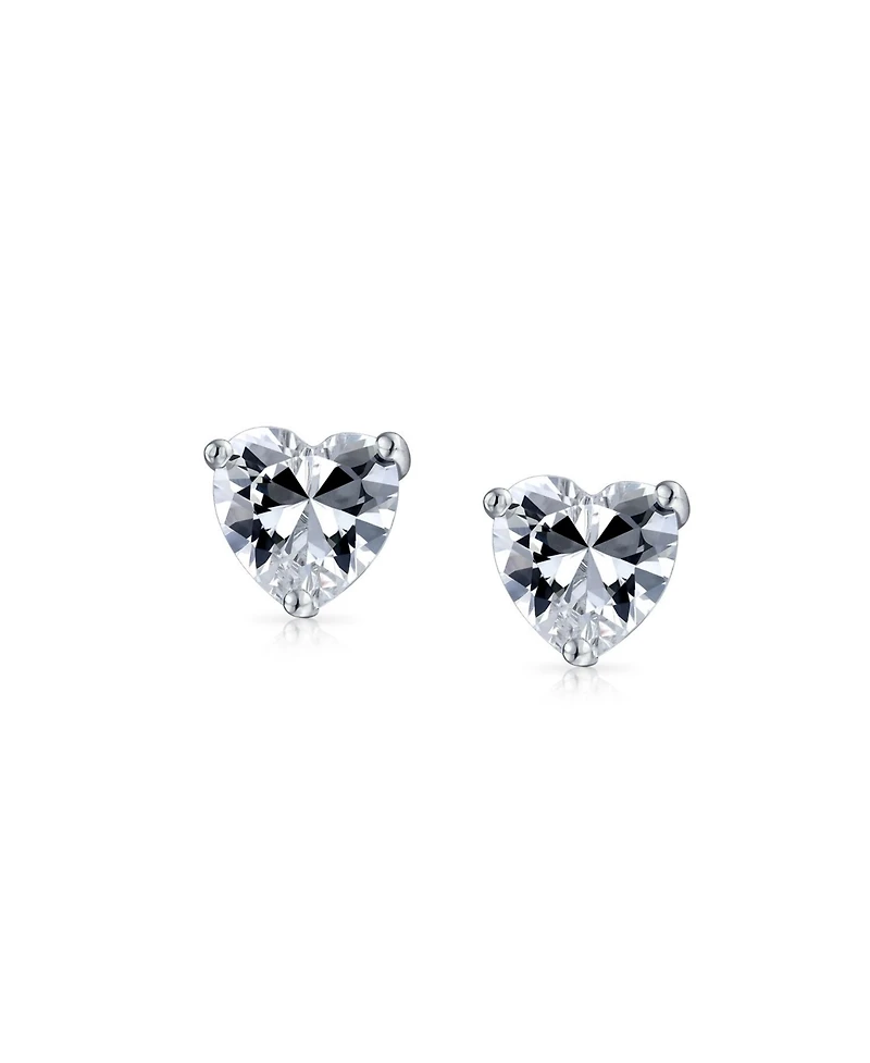 Bling Jewelry Set of 2 Classic Cz Stud Earrings Heart Shaped Gold Silver Plated 5MM