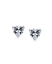 Bling Jewelry Set of 2 Classic Cz Stud Earrings Heart Shaped Gold Silver Plated 5MM