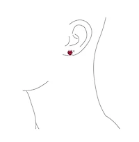 Bling Jewelry Cubic Zirconia Ruby Red Cz Devil Heart Stud Earring Pendant Set Sterling Silver