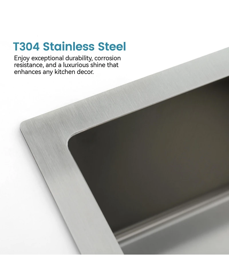 flynama 33x19inch Double Bowl Kitchen Sink Undermount Stainless Steel Brushed Finish Handmade