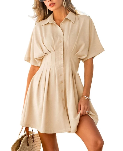 Cupshe Women's Level Up Beige Mini Beach Dress
