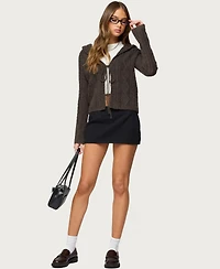 Edikted Women's Jayla Hooded Cable Knit Cardigan