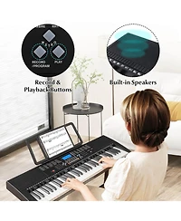 Costway 61-Key Electric Piano Keyboard for Beginners with Adjustable Stand and Stool