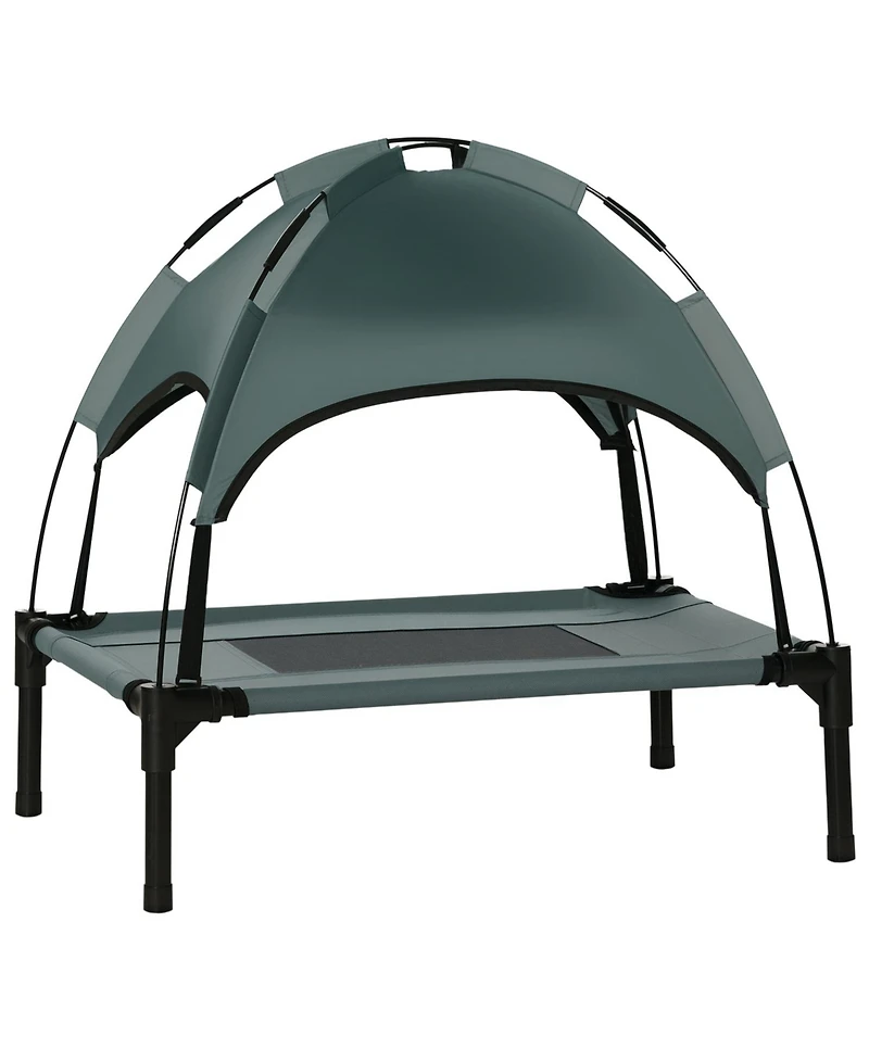 Aostirmotor Dog Bed Outdoor Dog Cot with Canopy in Grey