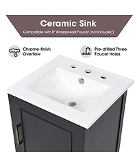 Cesicia 18.6 in. Freestanding Bathroom Vanity Cabinet with Ceramic Sink, Two-tier Shelf, Left or Right Orientation