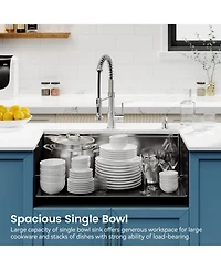 flynama 30inch Undermount Single Bowl Black 304 Stainless Steel Handmade Kitchen Sink with Cutting Board and Colander