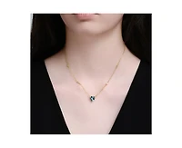 Rachel Glauber Radiant 14K Gold Plated Blue Cz Heart Pendant Necklace