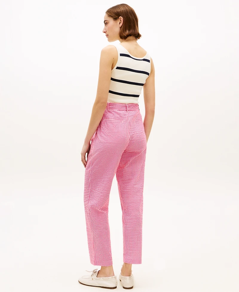 Tommy Hilfiger Women's Gingham Belted Tapered Pants
