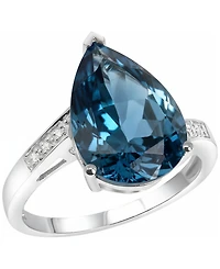 Macy's London Blue Topaz (6 ct. t.w.) & Diamonds Accent Ring in Sterling Silver