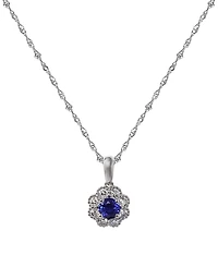 Macy's Sapphire (1/3 ct. t.w.) & Diamond (1/5 ct. t.w.) Pendant Necklace in 14k White Gold