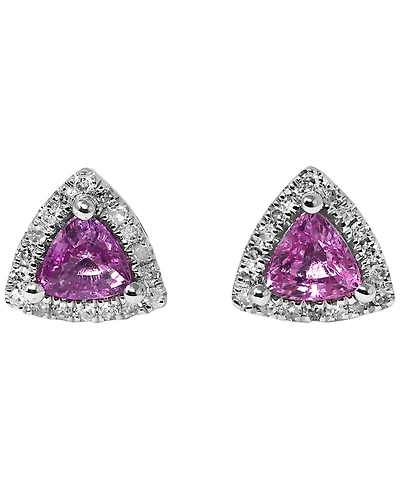 Macy's Pink Sapphire (1/2 ct. t.w.) & Diamond (1/10 ct. t.w.) Stud Earrings in 14k White Gold