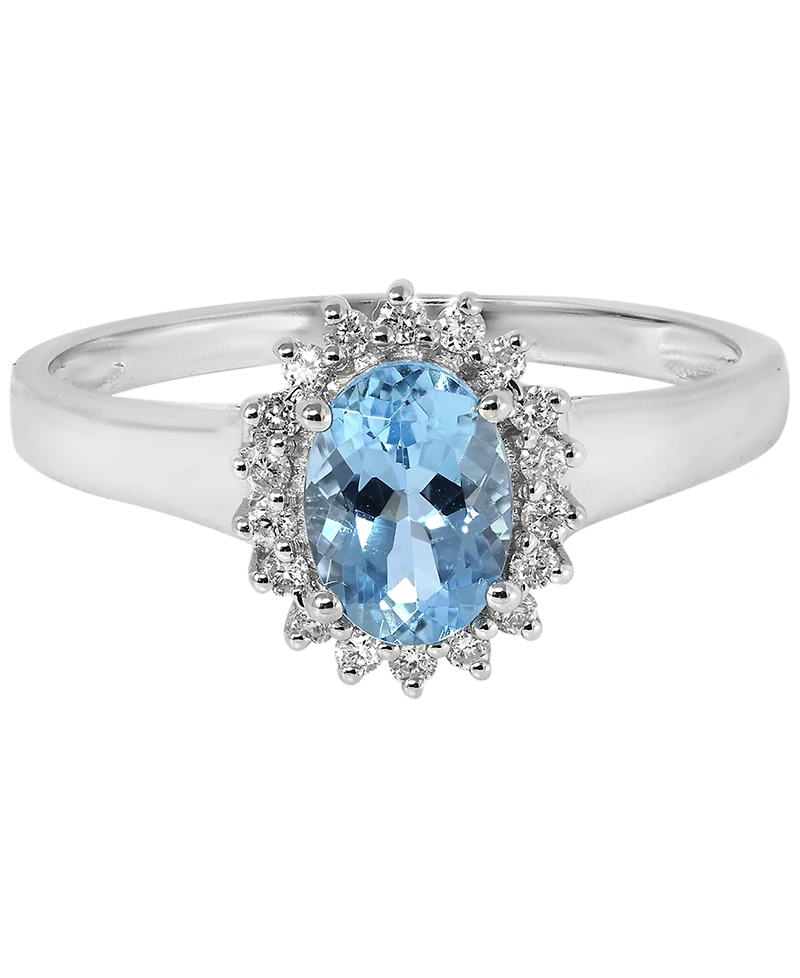 Macy's Aquamarine (5/8 ct. t.w.) & Diamond (1/8 ct. t.w.) Ring in 14k White Gold