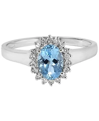 Macy's Aquamarine (5/8 ct. t.w.) & Diamond (1/8 ct. t.w.) Ring in 14k White Gold