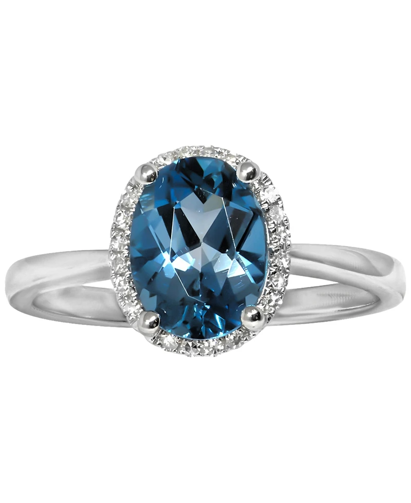 Macy's London Blue Topaz (2 ct. t.w.) & Diamond (1/20 ct. t.w.) Ring in 14k White Gold
