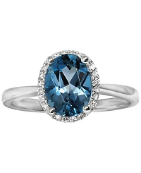 Macy's London Blue Topaz (2 ct. t.w.) & Diamond (1/20 ct. t.w.) Ring in 14k White Gold