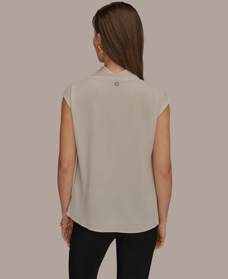 Donna Karan New York Women's Mixed Media Cowl Neck Top
