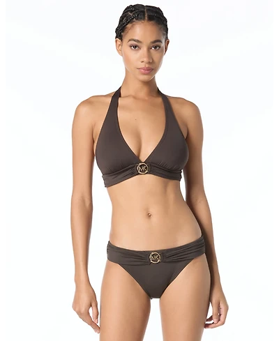 Michael Kors Logo-Ring Halter Bikini Top