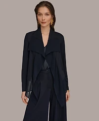 Donna Karan New York Women's Mixed Media Collared Neck Jacket