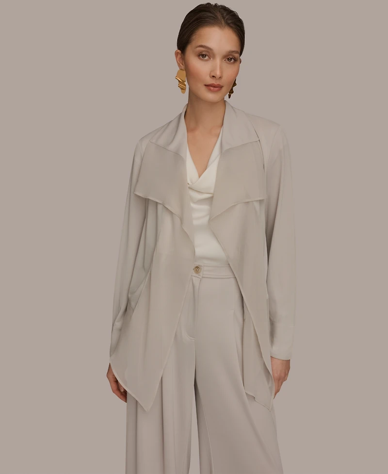 Donna Karan New York Women's Mixed Media Collared Neck Jacket