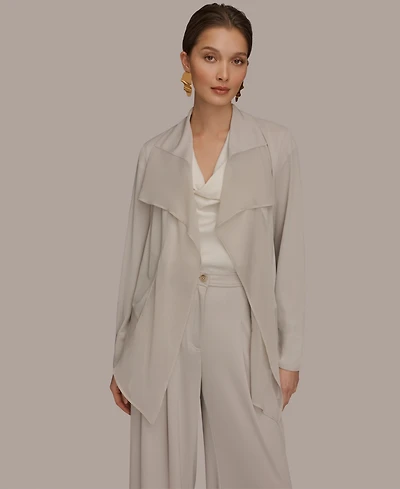 Donna Karan New York Women's Mixed Media Collared Neck Jacket