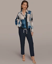 Donna Karan New York Women's Printed Long-Sleeve Top