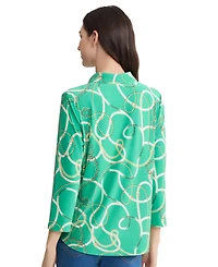 Jones New York Women's Tie Cuff Collared Top