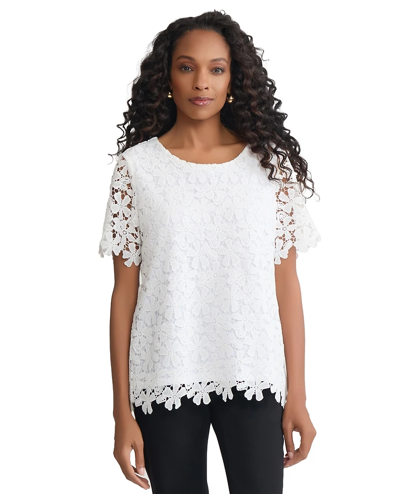 Jones New York Women's Short-Sleeve Crew Neck Top