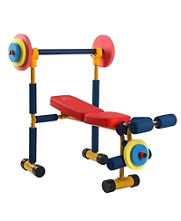 HolaHatha Kids Weight Bench Set with 35" Bench & Adjustable Headrest, Multicolor