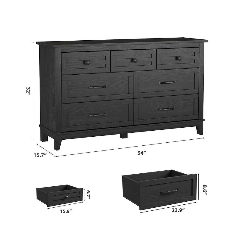 gaomon 7-Drawer Modern Dresser Bedroom Storage Cabinet, Wide Freestanding Wooden Closet Chest for Living Room, Entryway, Bedroom