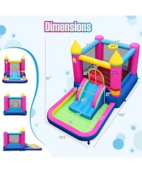 Hongge Inflatable Princess Castle Bounce House with Slide, Ball Pit & Hoop"