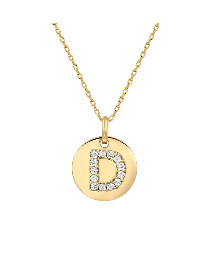 Suzy Levian New York Suzy Levian Sterling Silver Cubic Zirconia Letter "K" Initial Disc Pendant Necklace