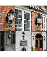 Flynama 27"(H) 1-Pack Outdoor Wall Lantern with Dusk to Dawn Sensor, Black Weatherrproof Exterior Light Fixture with Clear Bubble Glass