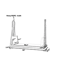 Flynama Patio Wooden Swing Chair, Hanging Porch Swing Bench with Cushion&Pillows, 10.8Ft Hemp Ropes for Garden,Backyard, Lawn,Gray