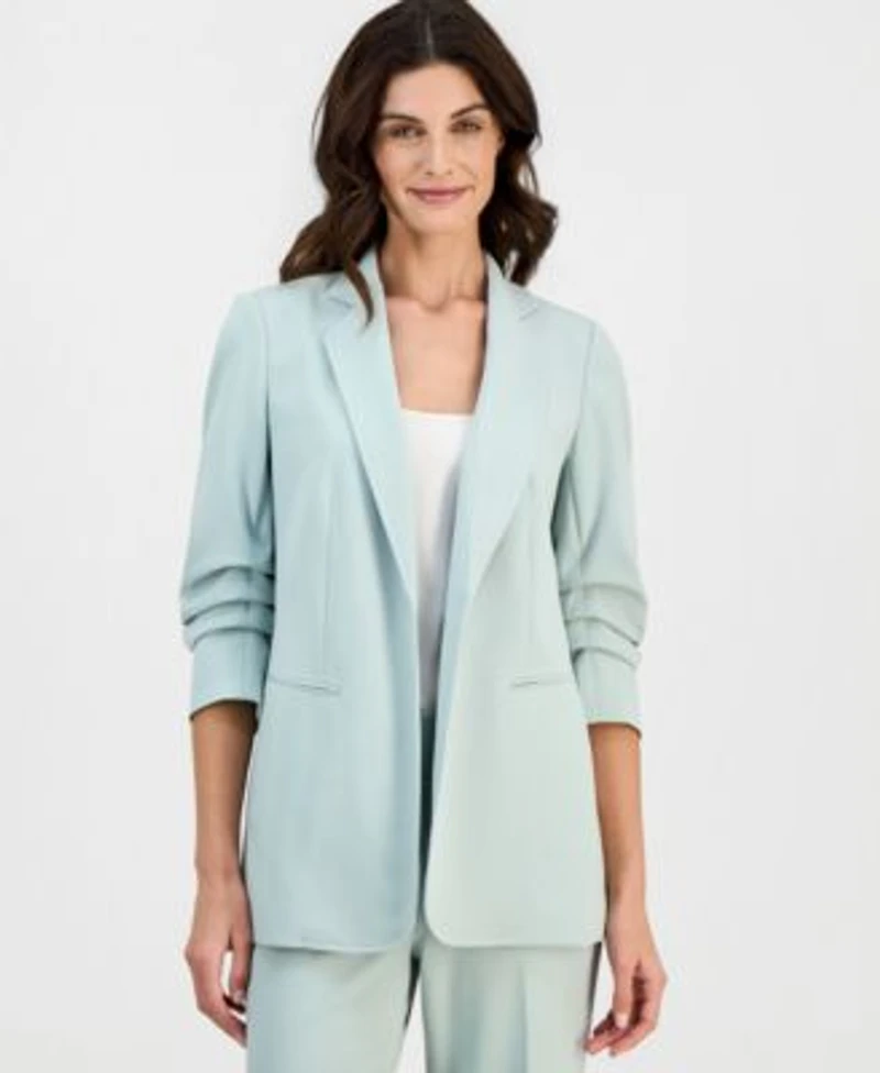 Anne Klein Womens Scrunch Sleeve Blazer High Rise Pull On Pants