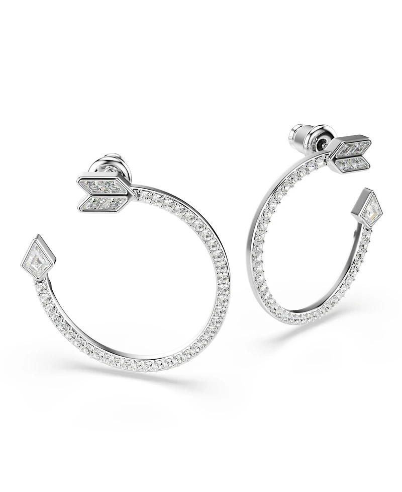 Swarovski Mixed Cuts, Arrow, White, Rhodium Plated Idyllia Hoop Earrings