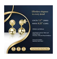 Rachel Glauber Elegant 14K Gold Plated Ball Drop Stud Earrings