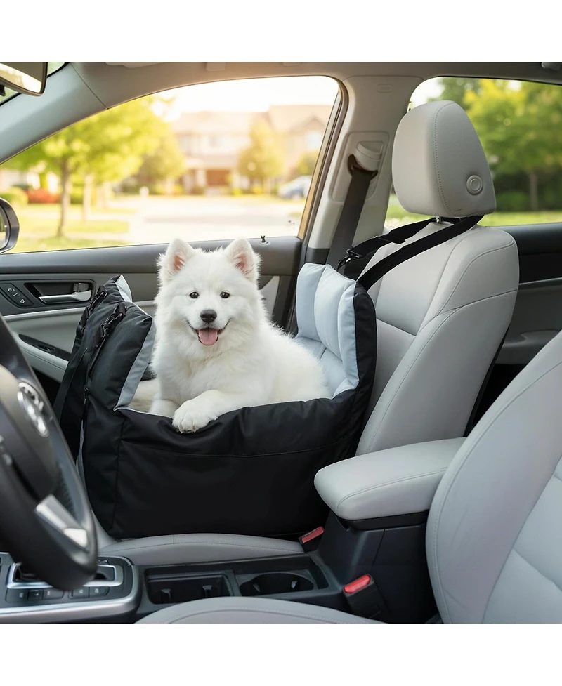 Bingopaw Dog Car Seat for Small Dogs Travel Safety Pet Seat Waterproof with Storage Pockets Black